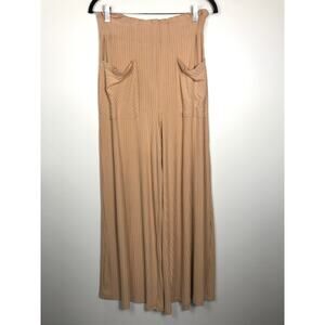 Free People Movement Blissed Out Pant Long Wide Leg Stretch Ribbed Brown Small